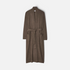 Shop Rescue Spa long russet brown cashmere robe with a shawl collar, patch pockets, and a matching tie belt.