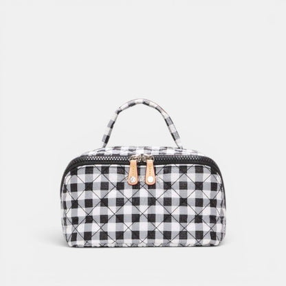 Black/White Gingham Accordion Cosmetic