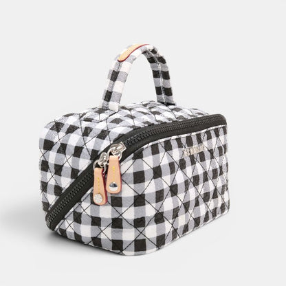 Black/White Gingham Accordion Cosmetic