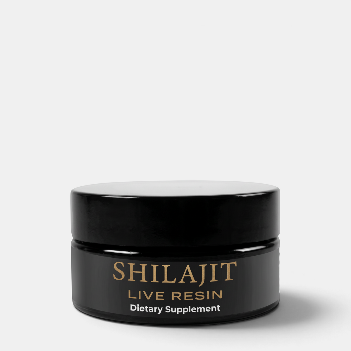 Shop Rescue Spa Cymbiotika Shilajit Black Gold Live Resin dietary supplement in a black jar with gold lettering