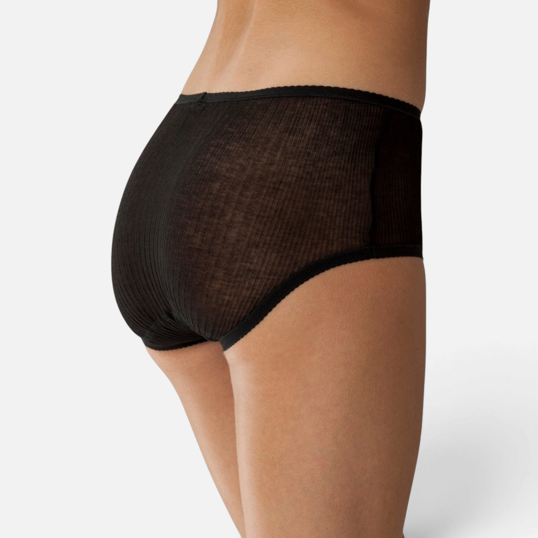 Shop Rescue Spa black Richelieu hipster briefs in 100% mercerised cotton with a delicate ribbed texture