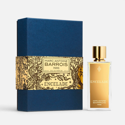 Shop Rescue Spa Encelade Eau de Parfum bottle with gold label and matching blue gift box with ornate gold sleeve