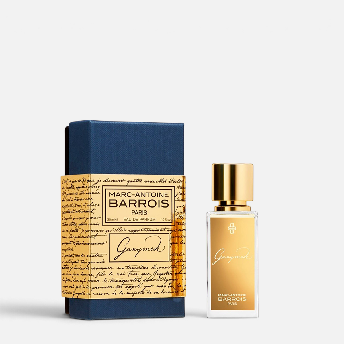 Shop Rescue Spa Marc-Antoine Barrois Ganymede Eau de Parfum 30ml bottle with blue and gold decorative box