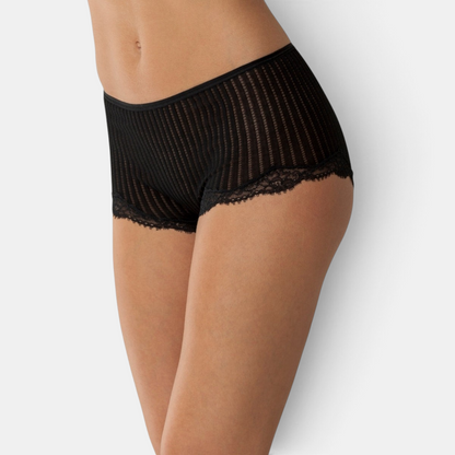 Shop Rescue Spa Maude Prive dark shadow cotton hipster panty with ajoure ribbing and delicate Calais lace trim