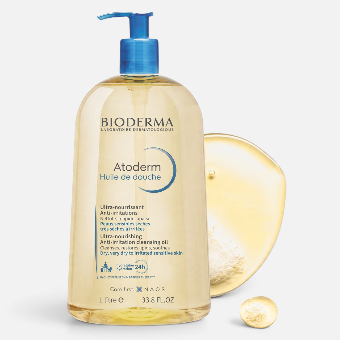 Shop Rescue Spa Bioderma Atoderm Cleansing Oil 1 liter bottle for dry, sensitive skin with pump dispenser
