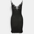 Shop Rescue Spa Maude Prive black seamless cotton negligee with delicate guipure embroidery and spaghetti straps.
