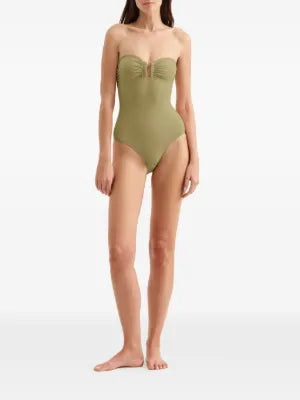 Front view of Eres Cassiopee Duni One Piece Swimsuit in Alligator color worn on model, showing full silhouette.