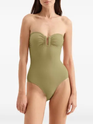 Front view of Eres Cassiopee Duni One Piece Swimsuit in Alligator color worn on model, showing full silhouette.