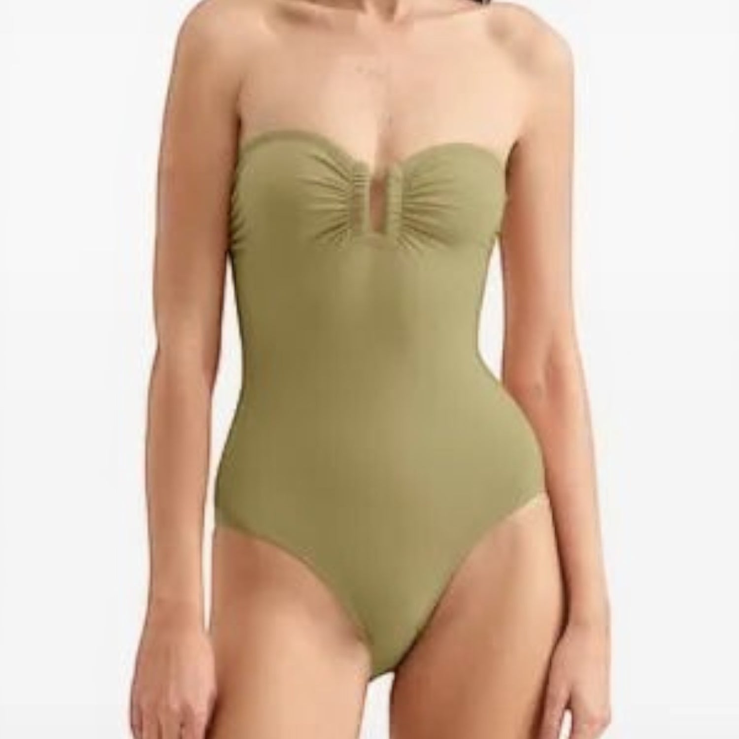 Front view of Eres Cassiopee Duni One Piece Swimsuit in Alligator color worn on model, showing full silhouette.