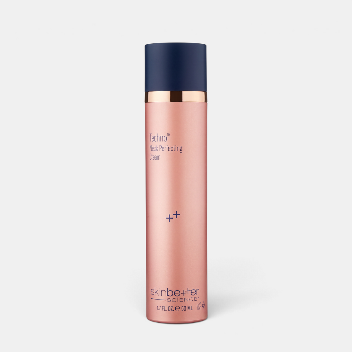 Shop Rescue Spa Techno Neck Perfecting Cream in a rose gold cylindrical bottle with a dark blue cap