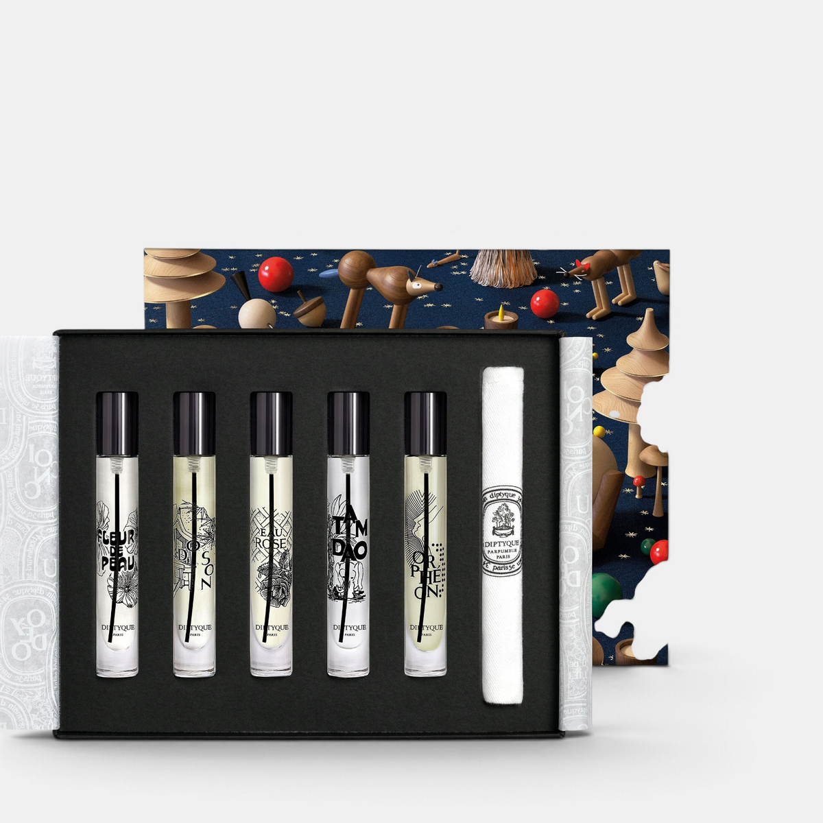 Shop Rescue Spa Diptyque Discovery Set Holiday 2026 featuring five miniature eau de parfums in a festive gift box.