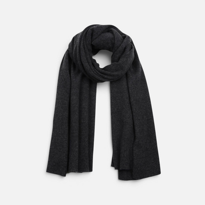 Shop Rescue Spa charcoal grey cashmere travel wrap, a soft and versatile unisex knit scarf or lightweight blanket.