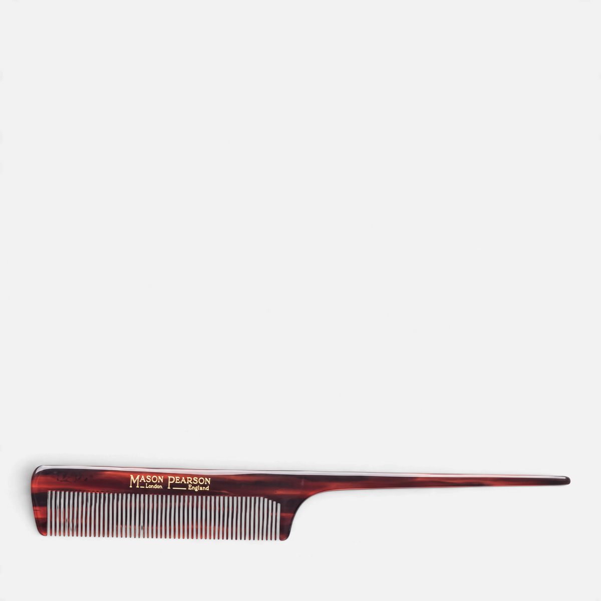 Shop Rescue Spa Mason Pearson Tail Comb C3 in tortoiseshell cellulose acetate with fine teeth and tapering handle.