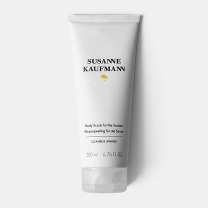 Shop Rescue Spa Susanne Kaufmann Body Scrub for the Senses in a white 200ml squeeze tube for exfoliating skin.