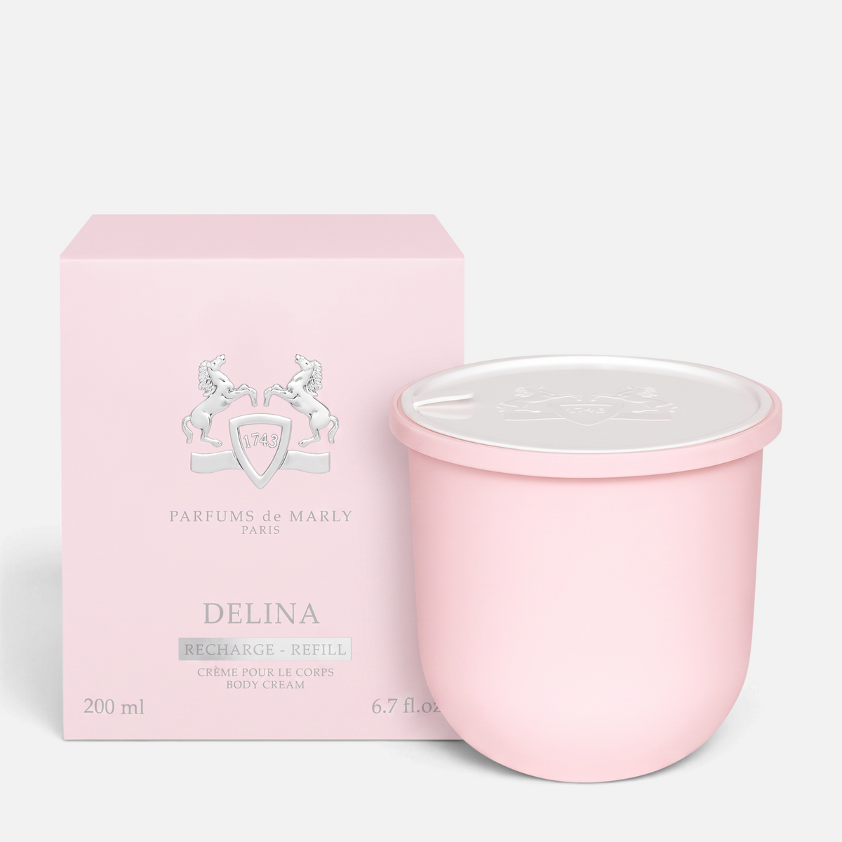 Shop Rescue Spa Delina body cream refill jar in soft pink with matching box packaging