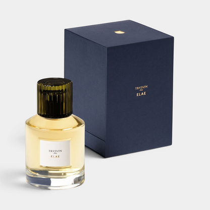 Shop Rescue Spa Trudon Elae Eau De Parfum 100ml bottle with dark blue presentation box on a light grey background
