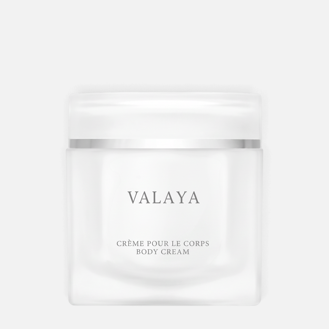 Shop Rescue Spa Valaya body cream in a minimalist frosted glass jar for hydrating and perfuming the skin