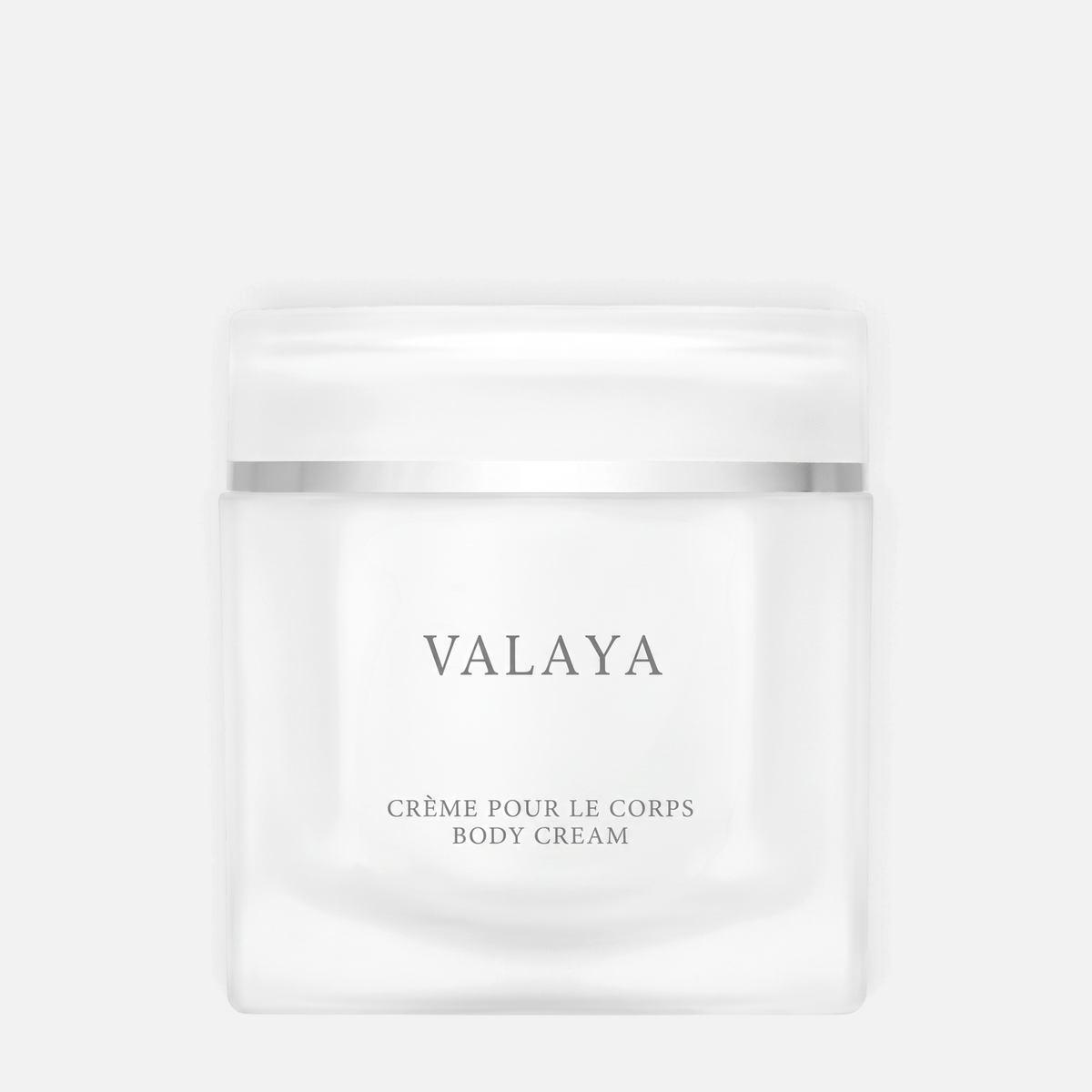 Shop Rescue Spa Valaya body cream in a minimalist frosted glass jar for hydrating and perfuming the skin