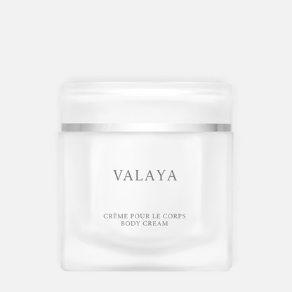 Shop Rescue Spa Valaya body cream in a minimalist frosted glass jar for hydrating and perfuming the skin