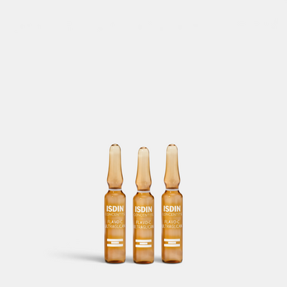 Shop Rescue Spa ISDIN Flavo-C Ultraglican antioxidant serum ampoules in amber glass vials for skin hydration