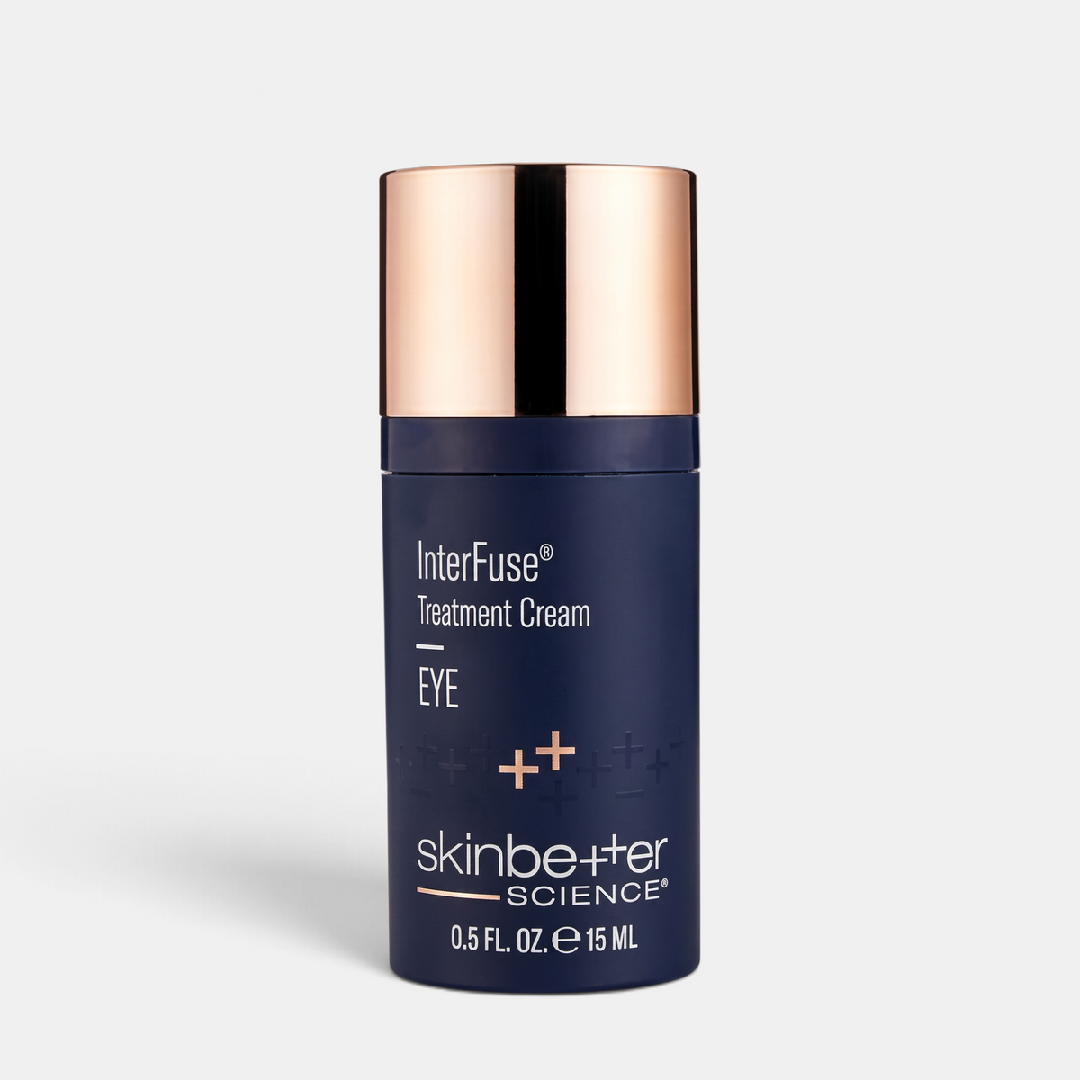 Shop Rescue Spa InterFuse Treatment Cream EYE in a navy blue pump bottle with a metallic rose gold cap.
