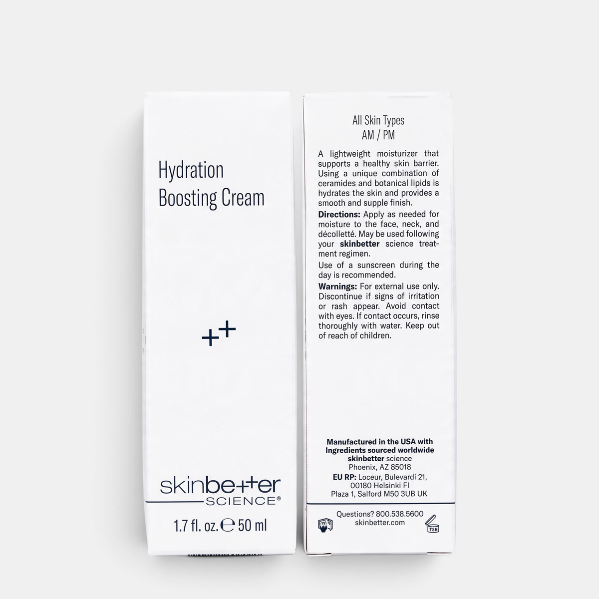 Shop Rescue Spa Hydration Boosting Cream packaging box showing product details and directions for all skin types.