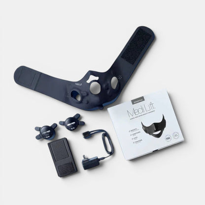 YA-MAN Medi Lift LED mask packaging and device components