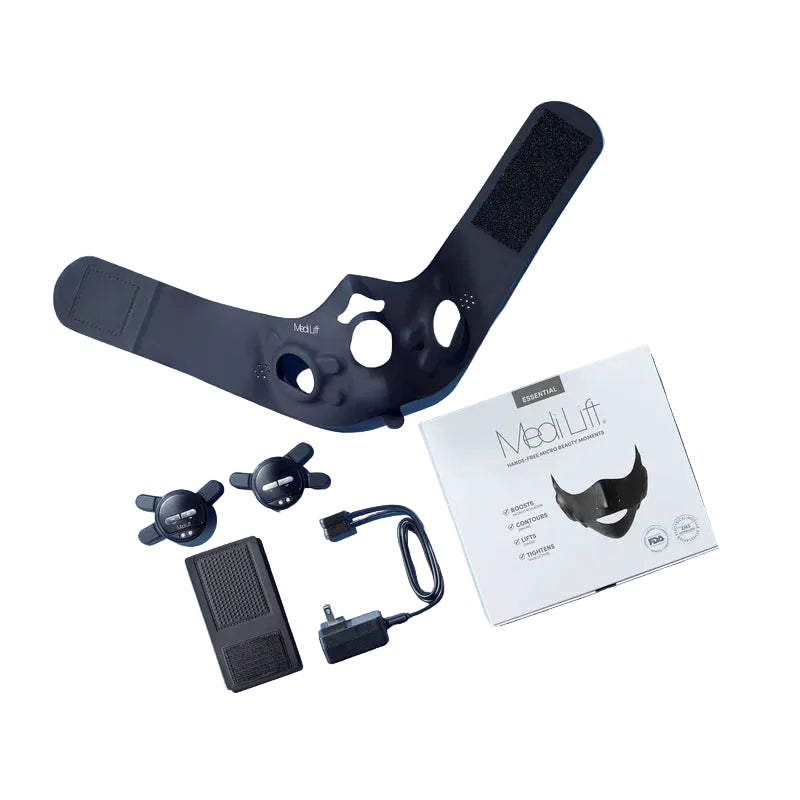 YA-MAN Medi Lift LED mask packaging and device components