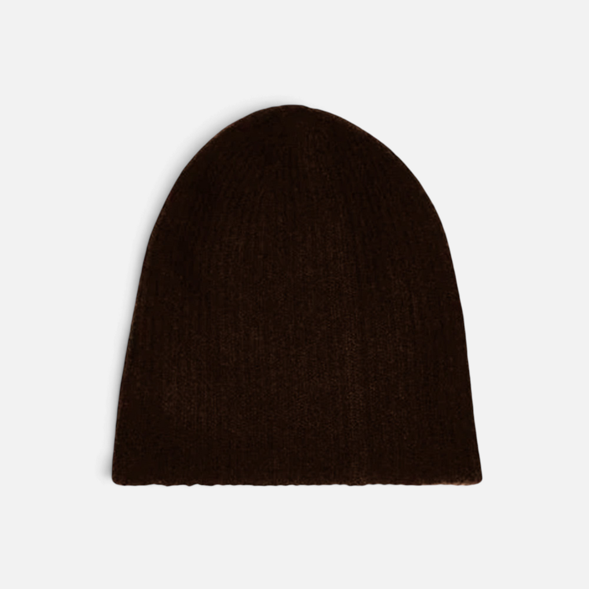 Shop Rescue Spa dark brown ribbed cashmere beanie with a soft plush texture and double-layer construction.
