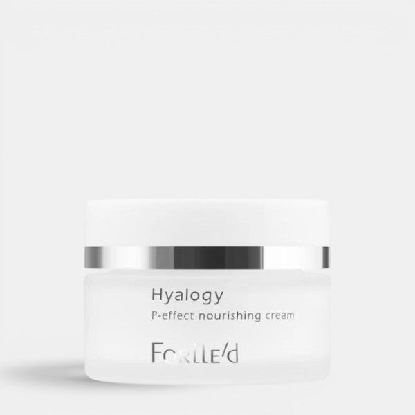 Hyalogy P-effect nourishing cream jar on a white background