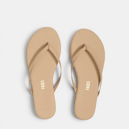 Front view of Tkees Lily Platform Sandals in Sunkissed on a clean background, showing both sandals from above with strap design and footbed visible.