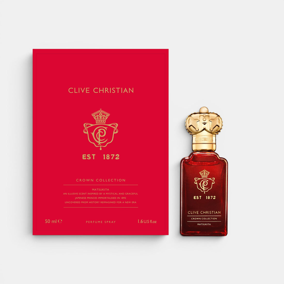 Clive Christian Matsukita Parfum, red bottle with gold cap with red box