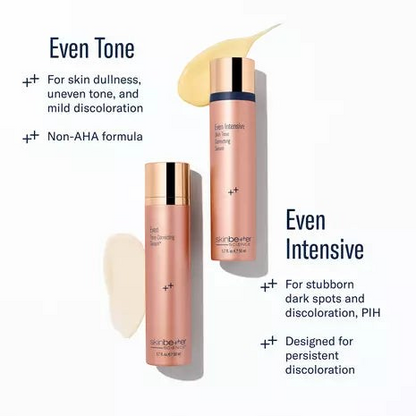 Shop Rescue Spa Even Intensive Skin Tone Correcting Serum bottles with product texture swatches on white background