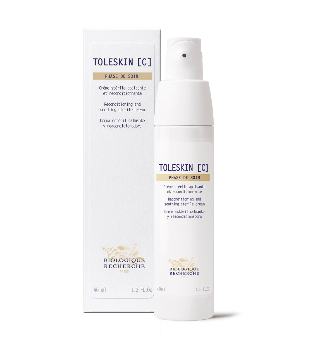 spray bottle of Biologique Recherche Toleskin [C] serum on a white background. The product is formulated to soothe sensitive, reactive, and irritated skin, helping to reduce redness, itching, and discomfort.