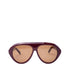 Product photo of Past Midnight The Icon Sunglasses in burgundy on a white background, positioned at the bottom of the frame with arms open, showing full frame shape.