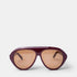 Product photo of Past Midnight The Icon Sunglasses in burgundy on a white background, positioned at the bottom of the frame with arms open, showing full frame shape.
