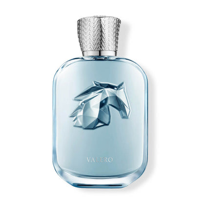 Valero extrait de parfum positioned upright, unboxed, with a white background. A sophisticated woody scent.