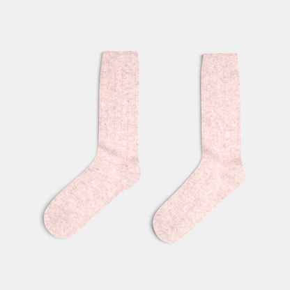 Shop Rescue Spa unisex light pink ribbed cashmere socks for everyday comfort and warmth.