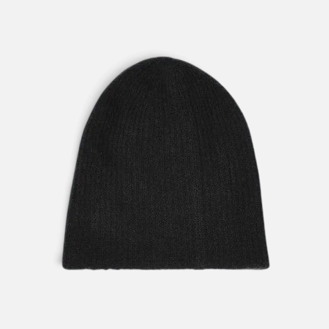 Shop Rescue Spa black cashmere ribbed beanie with a soft, double-layer knit construction for warmth.