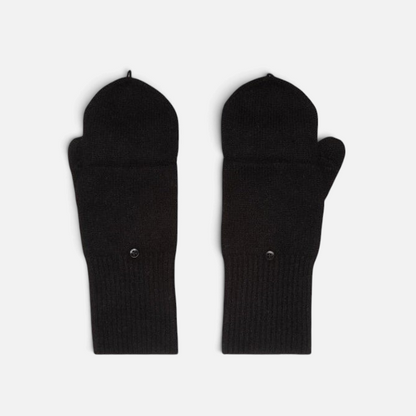 Shop Rescue Spa black cashmere pop top gloves with convertible mitten covers and button detail for easy texting.