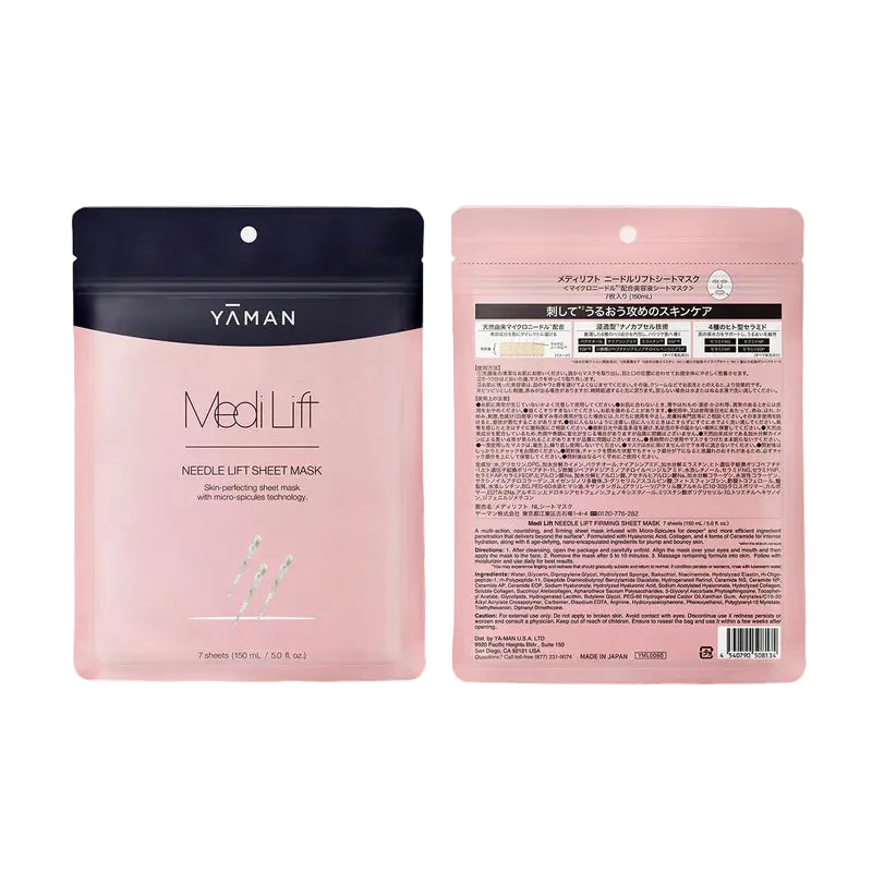 Medi Lift Needle Lift Sheet Mask packaging shown front and back on clean background.