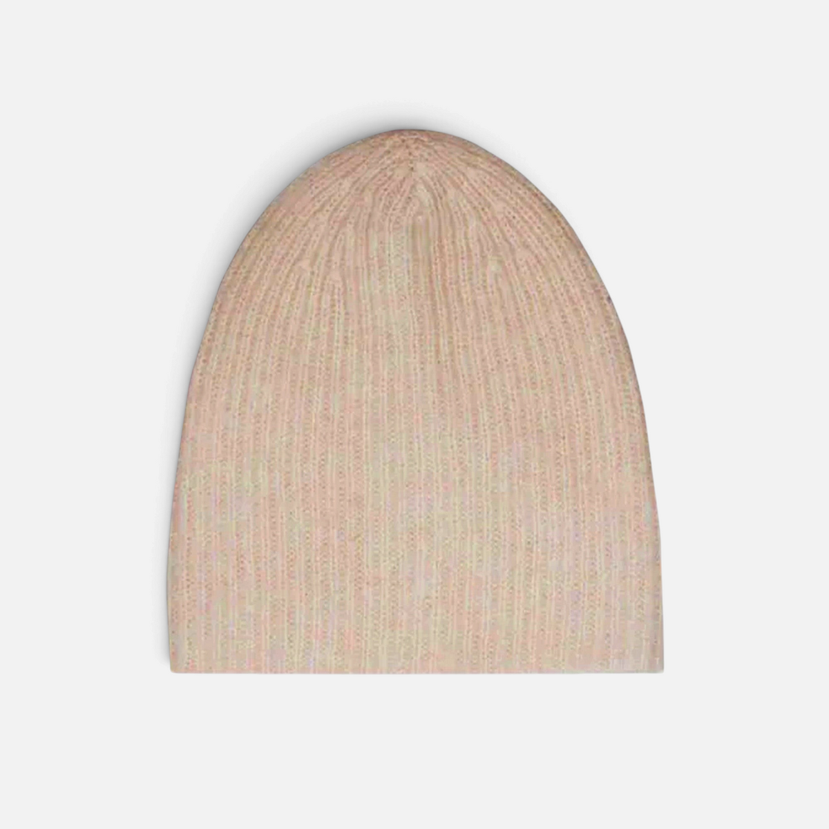 Shop Rescue Spa cashmere plush rib beanie in a soft blush pink, featuring a double-layer knit construction.