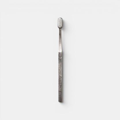 Silver Plated White Bristles Toothbrush
