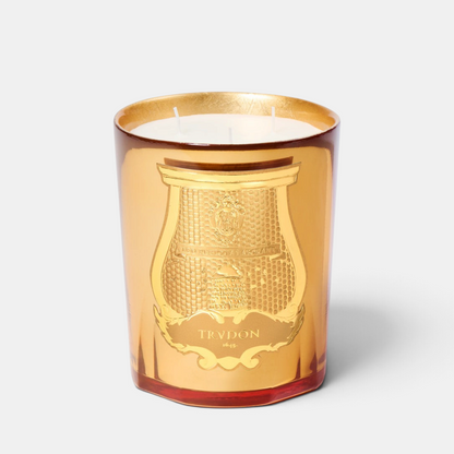 Shop Rescue Spa Trudon Galerie des Flammes candle in a gold mirror-effect glass vessel with a signature emblem.
