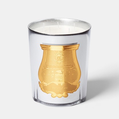 Shop Rescue Spa Cabinet des Miroirs candle in a celadon glass vessel with a silver mirror finish and gold emblem