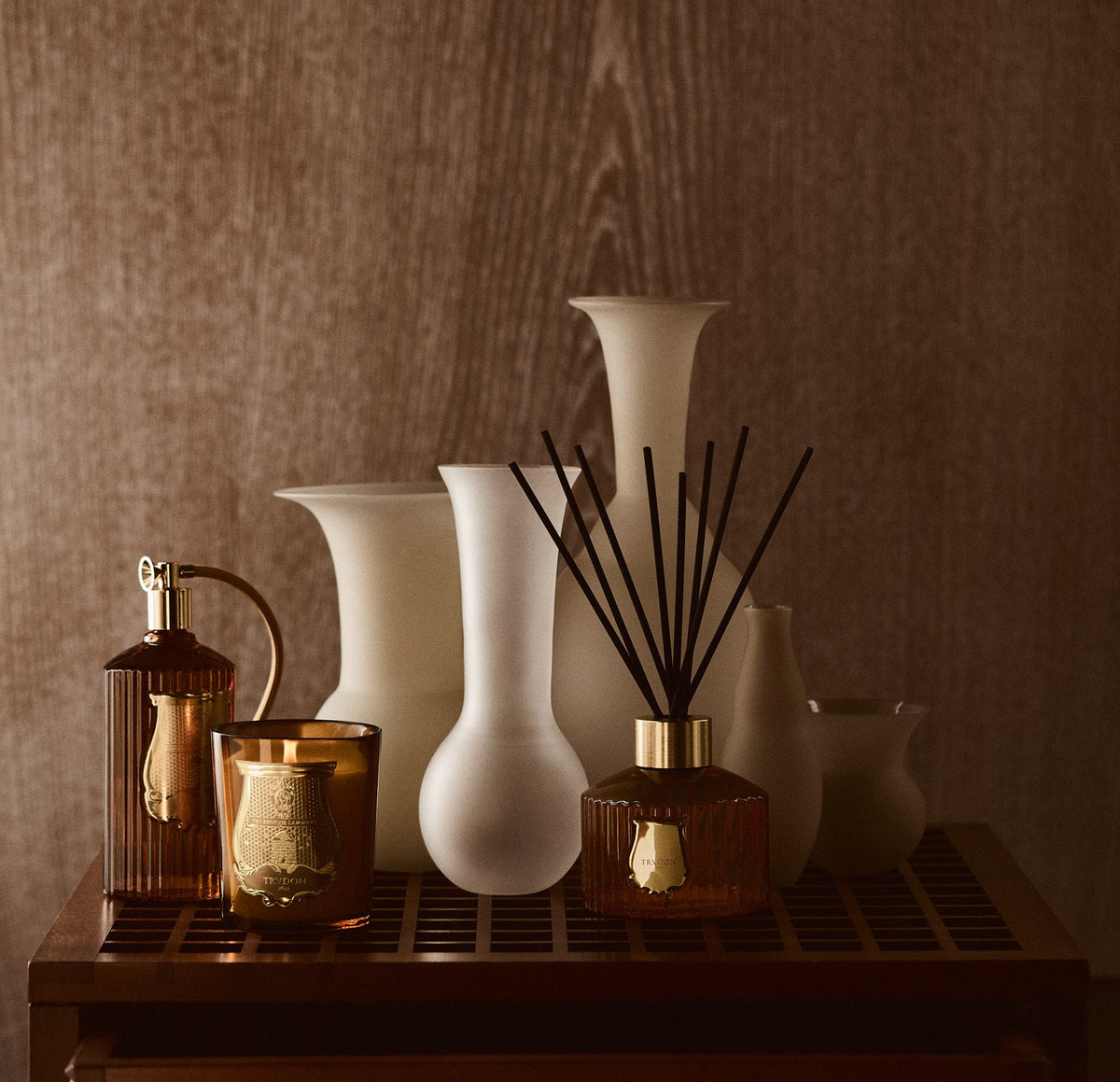 Trudon Altair Collection Lifestyle Image on shoprescuespa feautering the diffiuser candle and room spray