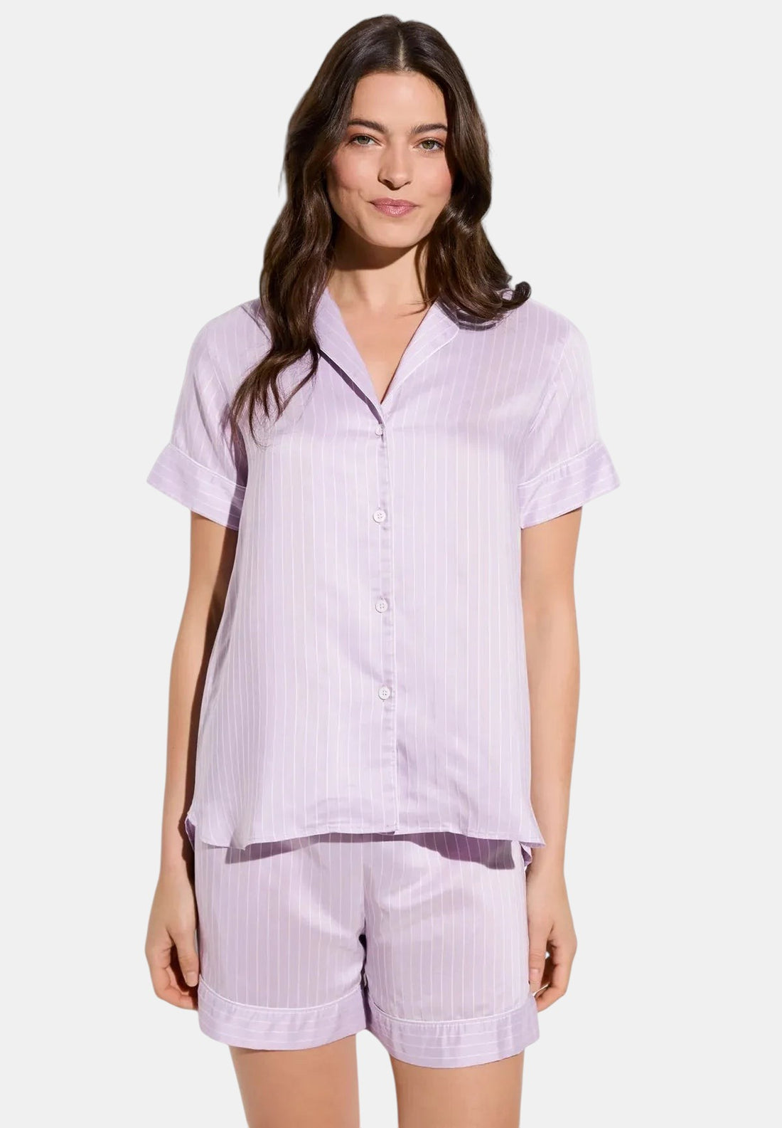 Pyjama Short Set Lilac Stripes