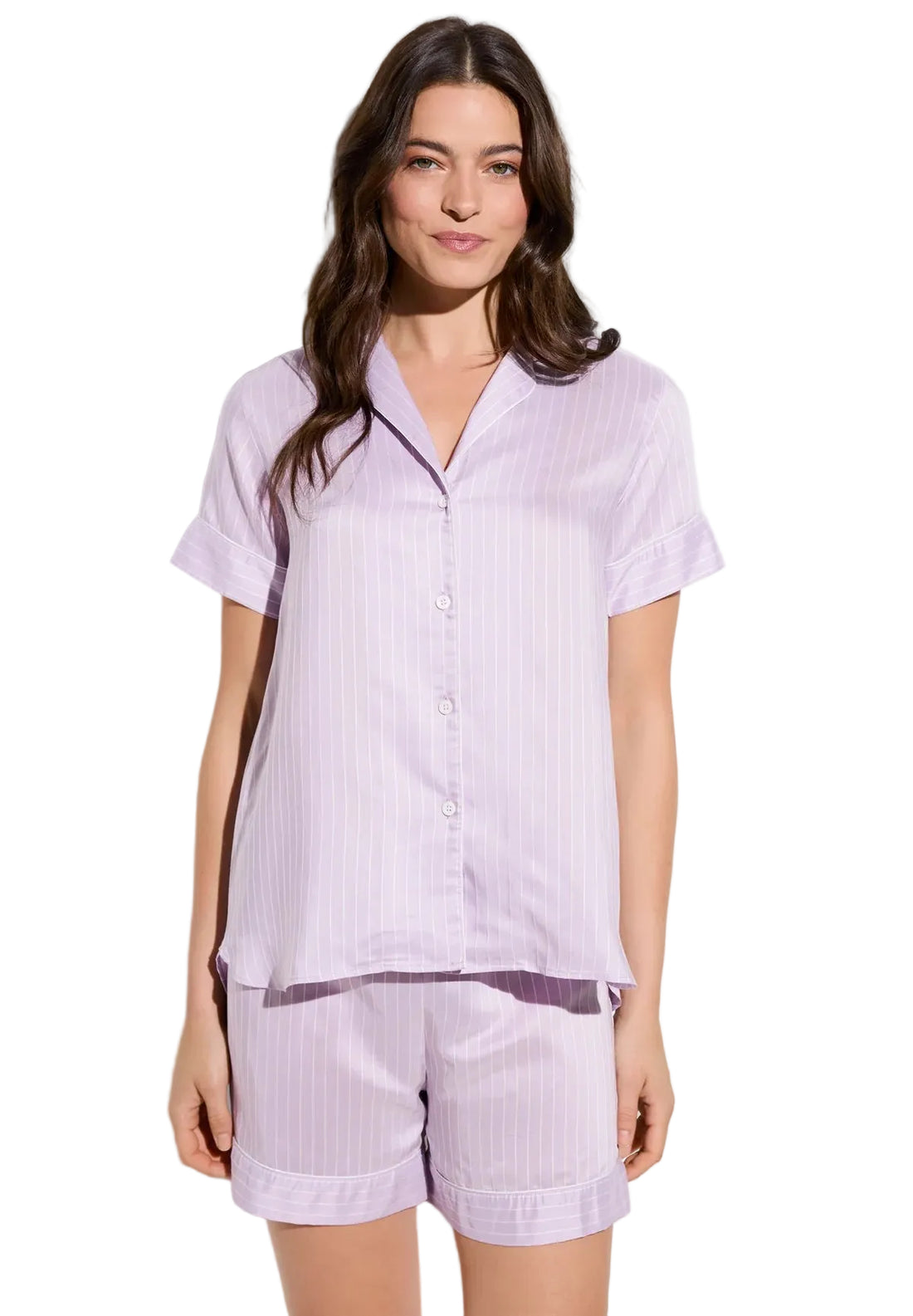 Pyjama Short Set Lilac Stripes