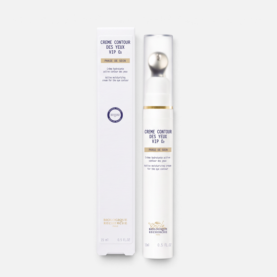 Shop Rescue Spa Biologique Recherche Creme Contour Des Yeux VIPO2 eye cream in white tube with applicator and box.