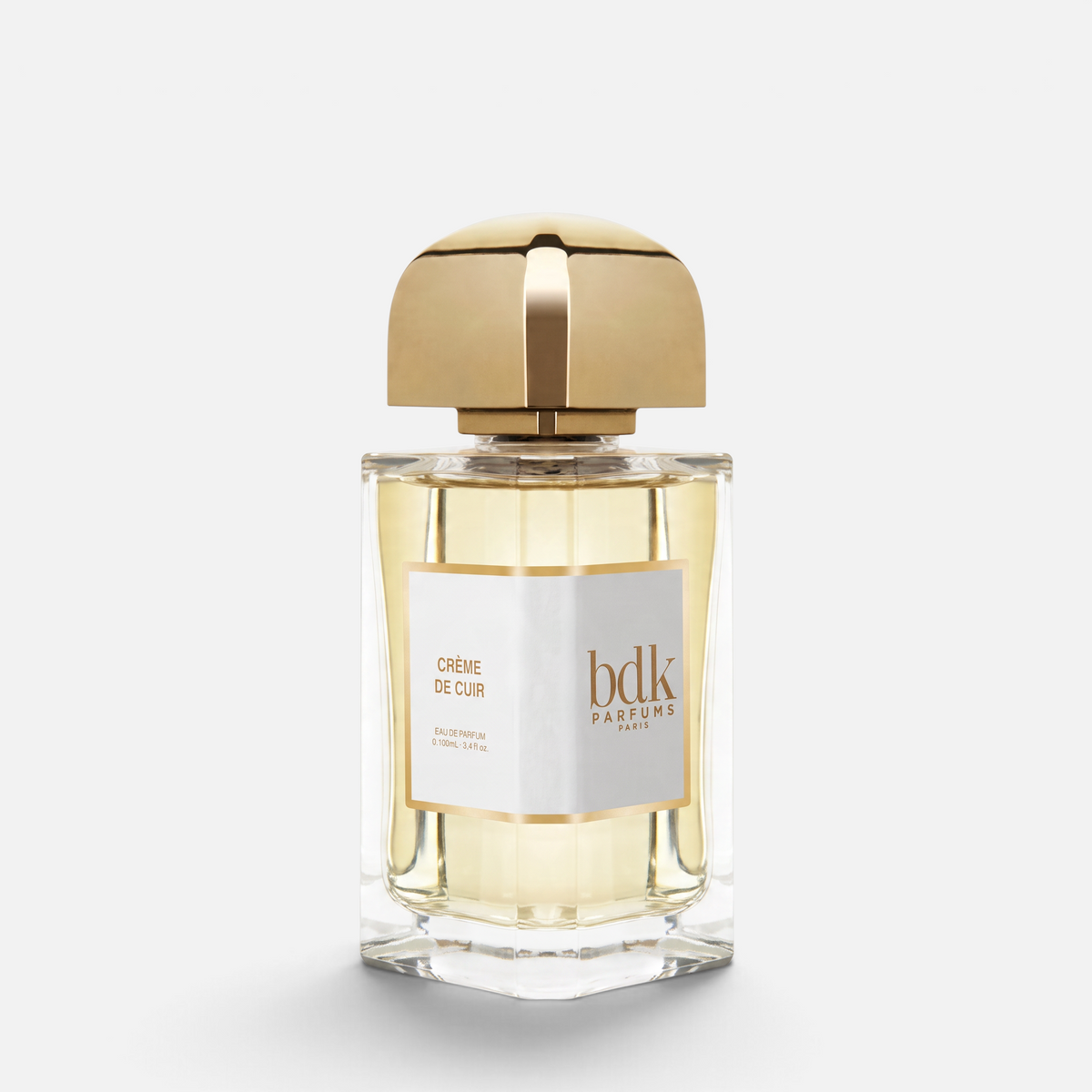 Shop Rescue Spa BDK Parfums Creme De Cuir 100ml eau de parfum bottle with a gold cap and elegant white label.